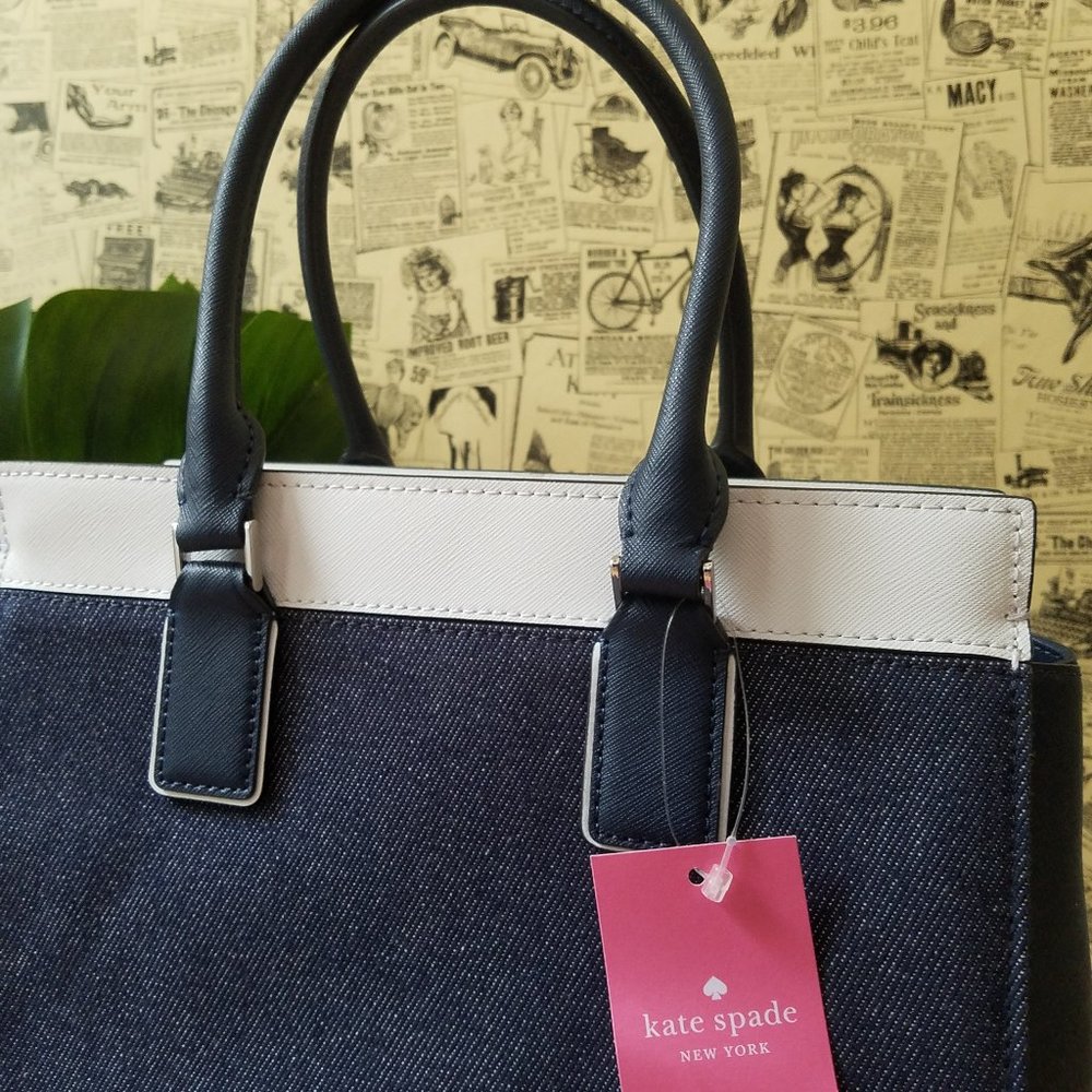 Kate Spade cameron medium satchel Denim colorblock - Picture 6 of 10